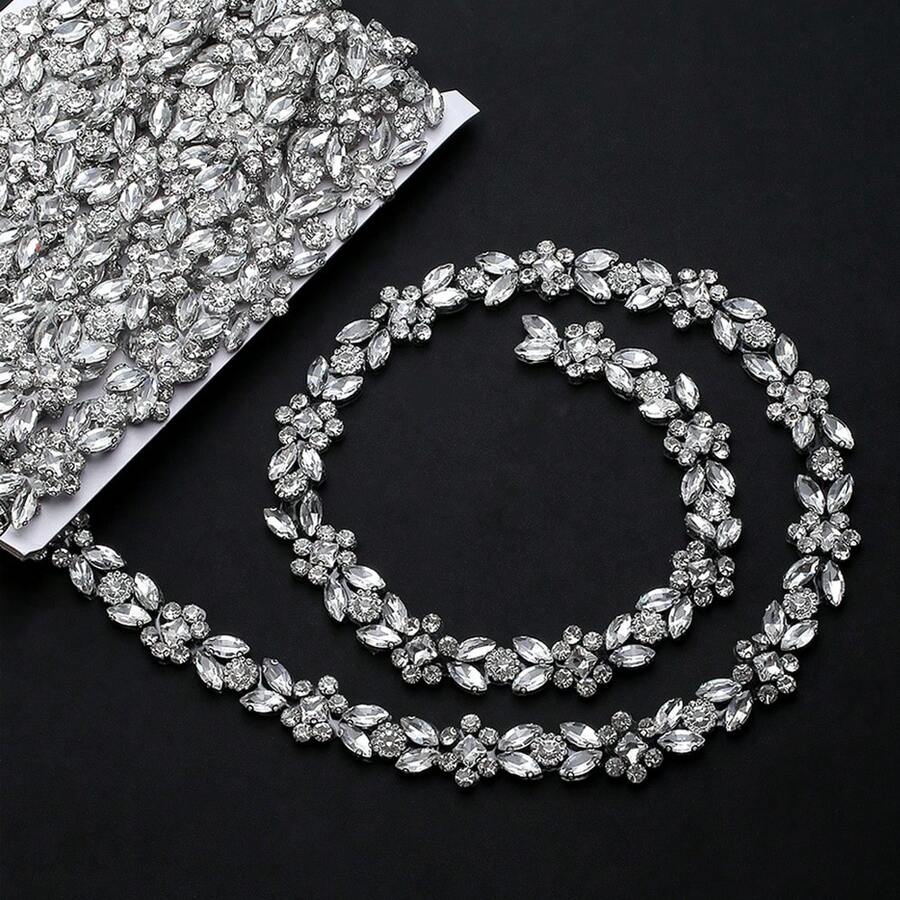 1 sợi dây xích thân mình DIY đính đá rhinestone công nghệ dán nóng, phong cách tối giản thanh lịch, dây xích móng vuốt trang trí đá rhinestone, dây xích pha lê rhinestone sáng bóng, phụ kiện trang trí quần áo dạng dây buộc, dây đeo vai kim cương điều chỉnh được - nhiều màu - Xem 1