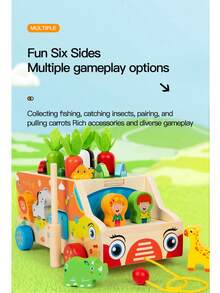1 Set Baby Wooden Animal Shape Matching Pull Toy Car, Animal Block Puzzle, Storable Pull String Walker, Early Education Educational Toy For Toddlers - Multicolor - View 6