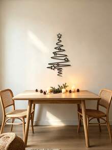Christmas Tree Line Decoration - Holiday Decor, Suitable For Indoor And Outdoor Use, Elegant Black Metal Tree With Star Decoration, Perfect For Living Room, Patio Or Garden, Christmas Wall Decor - Black - View 1