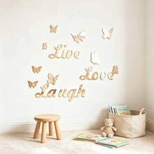 12pcs Golden Butterfly Mirror Stickers Wall Mirror Stickers Home Decoration - Multicolor - View 8