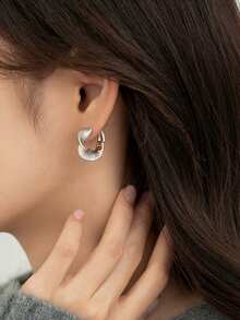 1 Pair Geometric Fashion Mobius Loop Earrings Suitable For Women's Daily Casual Wear - Silver - View 6