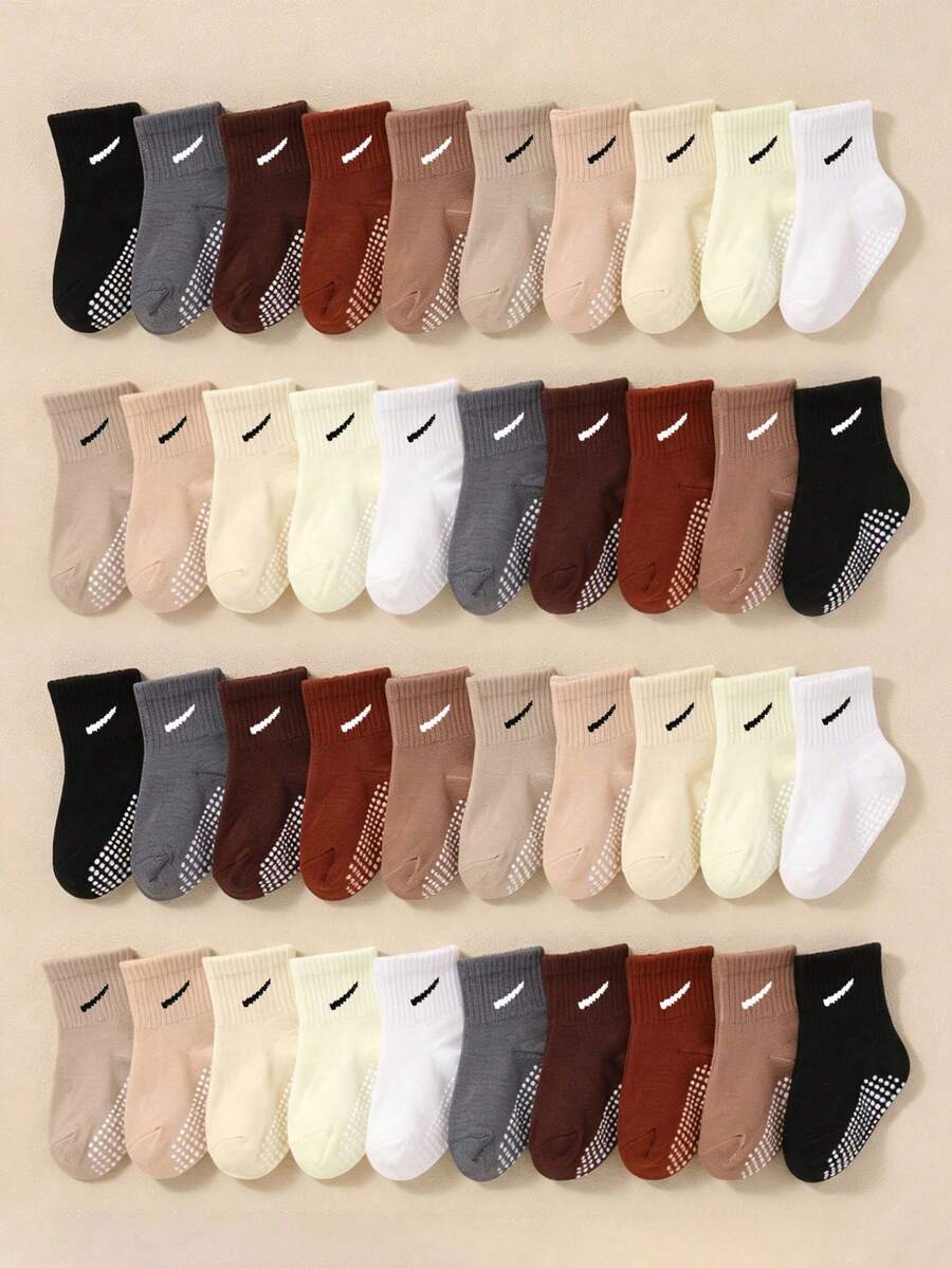 20/10/5 Pairs Random Style Anti-Slip Toddler Socks, Multi-Color Neutral ...