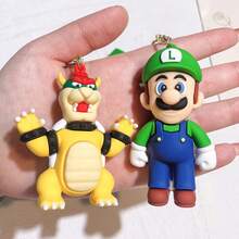 Hasbro 1個卡通超級瑪利歐鑰匙圈，可愛瑪利歐公仔鑰匙鏈，包包吊飾裝飾，小派對禮物 - A - 查看 5