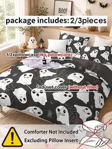 3 piezas/Set de ropa de cama con edredón con estampado digital de poliéster - Multicolor - Ver 9