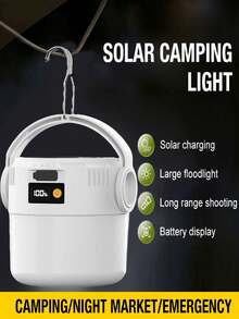 Outdoor Camping LED Light, Solar + USB Rechargeable Multi-Function Flashlight, Portable Hanging Search Light, Suitable For Hiking, Tent, Emergency Survival - White Light - View 8