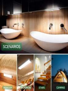 4/3pcs Motion Sensor Under Cabinet Lights, Magnetic Rechargeable LED Closet Light, Warm & White Dimmable Stick‑On Night Light, No‑Drill Sensor Lamp For Wardrobe, Staircase, Bedroom, Kitchen - 50 cm - View 4