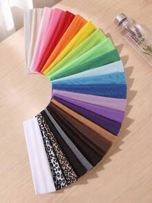 24pcs Women's Elastic Headbands, Soft Stretchy Wide Sweatbands, Non-Slip Hair Accessories For Yoga, Running, Fitness, Multi-Color Set - Multicolor - View 3
