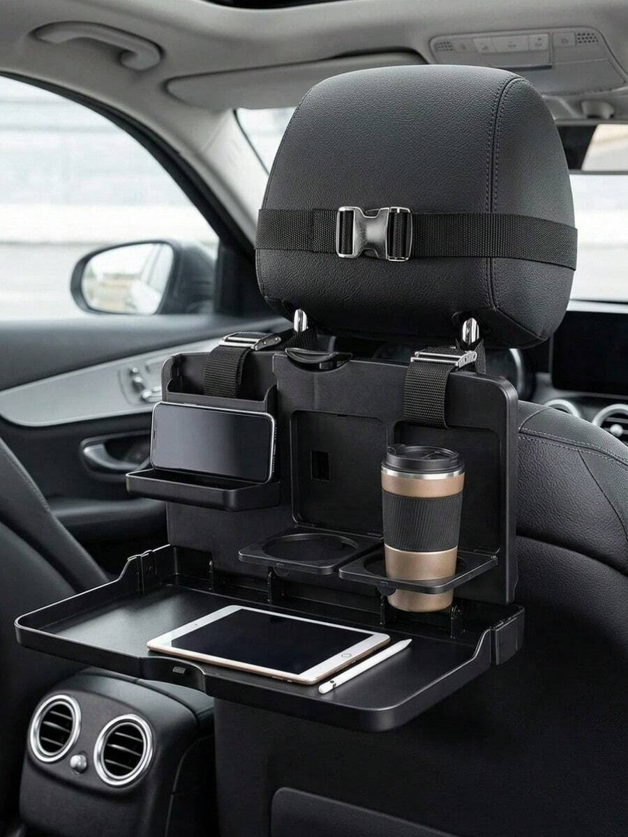 OBOVAY 2pcs/1pc Multifunctional Car Rear Seat Storage Rack Foldable Tray, Phone Slot, Cup Holder Suitable For Car Rear Seat Storage, Food And Beverage Storage It Is The Most Ideal Car Accessory