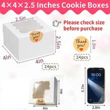 24/48pcs Cookie Boxes With Window, 10 X 10 X 6.5cm, For Desserts & Pastries | Baking Boxes, Stickers, White Small Easy To Assemble, Christmas, Wedding, Donuts - White Small - View 7