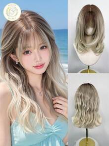 [MONEET SECRET]Cream Black Curly 18 Inch, Air Bang Layered Cut, Korean Ulzzang Japanese Aesthetic, Natural Fluffy Look For Daily Cosplay Party - Multicolor - View 12