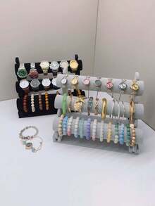 Jewelry Storage Display Rack, Velvet T-Shaped Bracelet Display Stand, Desktop Jewelry Storage Rack, Velvet Jewelry Display Stand, Bracelet Necklace Earring Tower Stand, Multi-Functional Jewelry Storage Rack. - Multicolor - View 5