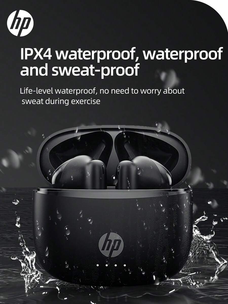 返校禮物--HP H10J 無線藍牙耳機，兼容 Apple、Android 及其他設備，無線耳機（含充電盒與藍色收納袋），藍牙 5.4，IPX4 防水，30 小時續航力，內建麥克風