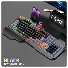 RAIKU T16 Metal Gaming Keyboard And Mouse Set, Universal Wired Keyboard With Metal Panel, 104 Keys, Backlit Keyboard With Wrist Rest, 3-Button Backlit Mouse - View 14