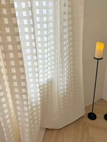 1pc Hook-Up Translucent Natural Style Sheer Curtain, Wabi-Sabi Japanese Style Light-Filtering Non-See-Through Window Curtain, Fabric Decor For B&B, Tea House, Atmosphere - Beige - View 10