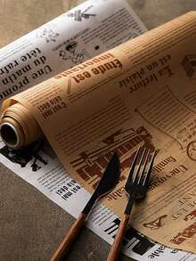 8m Silicone Baking, Roasting And Air Fryer Paper Roll, Creative Newspaper Print Design - Multicolor - View 9