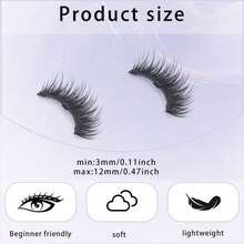 1 Pair Natural Magnetic False Eyelashes With Applicator, Soft Magnetic Lashes, No Glue Needed, Reusable, Extremely Soft, Suitable For Beginners - Multicolor - View 9