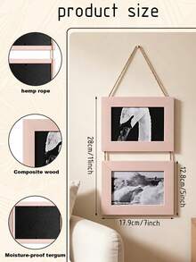Vintage Modern Minimalist Rechargeable Photo Frame Collage Inch Natural Jute Rope 2pcs Set Multi-Grid Photo Frame, Empty Wooden Photo Frame Decor, Suitable For Home Bedroom And Living Room - Multicolor - View 15
