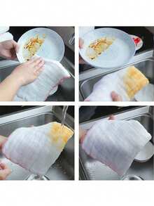 5/1pc Durable Non-Stick Oil-Absorbing Mesh Kitchen Cloth - High-Efficiency Cleaning Cloth With Textured Surface Design For Enhanced Water Absorption, Perfectly Removes Grease From Dishes And Surfaces. This Cloth Is Lint-Free, Highly Absorbent, Easy To Clean, And Ideal For Wiping Dining Tables. Thickened Kitchen Scouring Cloth. - Multicolor - View 8