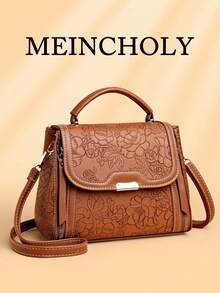 Tas Tangan Bermotif Kapasitas Besar yang Modis, Tas Tote Elegan untuk Wanita Paruh Baya - Coklat - View 1