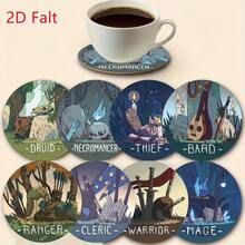 2D Flat 8pcs Game Character Theme Wooden Coasters, Hand Washable, Heat Resistant, Non-Slip Design, Suitable For Home And Office Decor, Theme Party 2D Flat _ - A - View 7
