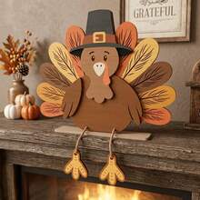 2D Flat Wooden Autumn Pastoral Country Style Desktop Decor, Autumn Hanging Leg Decoration, Scarecrow, Ghost, Gnome, Turkey Shaped Ornaments - A - View 11
