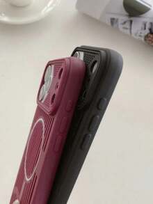 CteGlodrix 1pc Ultra‑Thin Hollow Heat Dissipation Magnetic Phone Case, Shockproof Protective Cover Compatible With IPhone 17 Pro Max,16,15,14,13 Pro - Burgundy - View 5