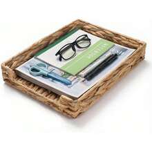 Hyacinth Letter Tray, Wicker Desk Tray, Woven Desk Organizer, A4 Paper, Document, File, Mail, Magazine Storage Basket Office, Classroom, Home Desktop - 1 - View 4
