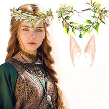 2pcs Halloween Elf Ear Headband With Leaf Wreath - Romantic Fairy Queen Costume Accessory, Suitable For Cosplay, Christmas, Valentine's Day Party - Lightweight Non-Magnetic Hairband - Multicolor - View 1