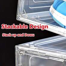 Shoe Box, Magnetic Adsorption Door, Transparent Panel, Six-Sided Hard Shell, Suitable For Children's Shoes, Low-Top Shoes, 33.5x25x14cm, Stackable Transparent Shoe Box, Display Storage Box, Plastic Transparent Drawer-Style Shoe Box, Shoe Cabinet, Standalone Placement, Suitable For Office And Home Display And Storage, Shoe Box, Transparent, Black - View 10