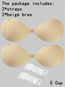 ideaCCSZ 2雙C D E F罩杯貼身胸罩，可重複使用無肩帶前扣隱形乳貼，女性內衣配件，黏貼式提拉胸罩，適用於游泳及無肩帶露背晚禮服，夏季掛脖式聚攏矽膠胸墊 - 彩色 - 查看 49