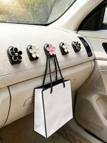 2 buah Gantungan Mini Perekat Mobil, Gantungan Penyimpanan Mobil Berbentuk Bunga, Cocok untuk Penyimpanan di Dasbor dan Penggunaan di Rumah, Dapat Menggantung Tas, Kunci, dan Aksesoris Dekorasi Interior Lainnya - A - View 1