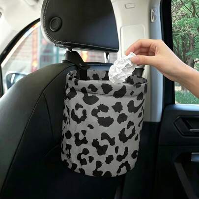 Car Storage Bin, Fabric Hanging Storage Bag, Vintage Floral, Hanging Snap Design, Desktop Storage Bin, Can Be Used As Small Trash Can, Car Trash Can, Daily Use