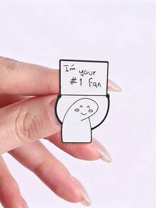 卡通人物「I'm Your #1 Fan」標語琺瑯領針胸章,勵志支持裝飾胸針 - 白色 - 查看 7