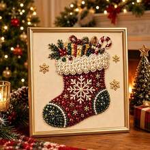 DIY Christmas Pearl Diamond Painting Art Kit With Frame, Christmas Pearl Beads Handmade Artwork, Suitable For Adults And Beginners, Gemstone Diamond Dot Painting, Home Wall Decor - A - View 13
