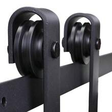 Sistema de Puerta Corredera para Puerta Simple, Riel de Deslizamiento con Accesorios, Acero al Carbono, Negro, 183x0.6x18cm, Instalación en Lugar - Negro + Acero al carbono - Ver 4