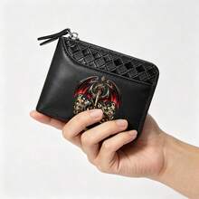 Dragon King PatternMen's PU Wallet | Black,Zipper Closure, Multiple Card Slots,Large Capacity,Stitching Design-Perfect Gift For Father,Husband,Brother - Multicolor - View 6