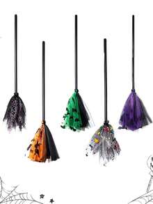 Halloween Witch Broom, Plastic Broom Prop, Suitable For Halloween Witch Costume Party Decoration, Halloween Performance, Cosplay Party, Halloween Costume Decoration Broom Set - Witch Broom - View 8