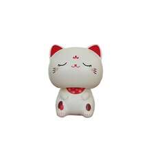 Se ilumina al exponerse a la luz [Gato de Cabeza Grande - Versión con Ojos Cerrados] Coche de juguete para niños de plástico ABS (resina ABS). - Gato de cabeza grande con ojos cerrados que asiente con la luz - Ver 2