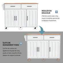 Large Sideboard/Buffet White - With Wheels And Sliding Doors - White - View 6