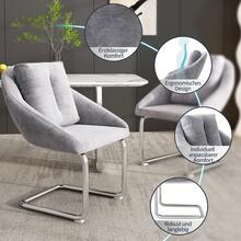 Dining Chair Set Grey Velvet 4 Pieces - Modern Rotating Chair - 灰色 - 查看 5