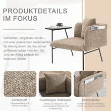 Modern Single Armchair With Comfortable Fabric Backrest And Two Storage Compartments, Complemented By A Practical Side Table. This Minimalist Side Table With Storage Features A Sturdy Metal Rack, 73 X 73 X 27 Cm - Multicolor - View 5