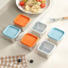 3pcs Square Stainless Steel Food Storage Containers With Colorful Silicone Lids, Reusable Small Leak-Proof Meal Prep Boxes, Metal Refrigerator Storage Containers For Fruit, Leftovers And Baby Food; Airtight Fresh-Keeping Lid Design To Keep Food Fresh; Rust-Resistant Durable Stainless Steel Meal Prep Containers, Lightweight Portable Mini Storage Boxes For Fridge, Freezer, Picnic And Outdoor Travel - Multicolor - View 8
