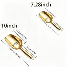 Multifunctional Stainless Steel Spoon With Hanging Hole, One-Piece Seamless Stamped Design Easy To Clean, Wide Round Scoop Head Anti-Spill, Suitable For Flour, Rice, Sugar, Coffee Beans, Ice Cubes, Dried Goods, Snacks, Mirror Polished Kitchen Storage Spoon, Silver And Gold - View 4