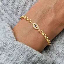 1pc Classic Eye Golden/Silvery Stainless Steel Chain Bracelets For Women - Style 3 - View 1