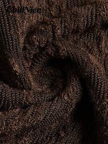 Women Fall Elegant Lace Peplum Top, V‑Neck Ruched Front Flare Long Sleeve Asymmetric Hem Blouse For Holiday Festival - Brown - View 9