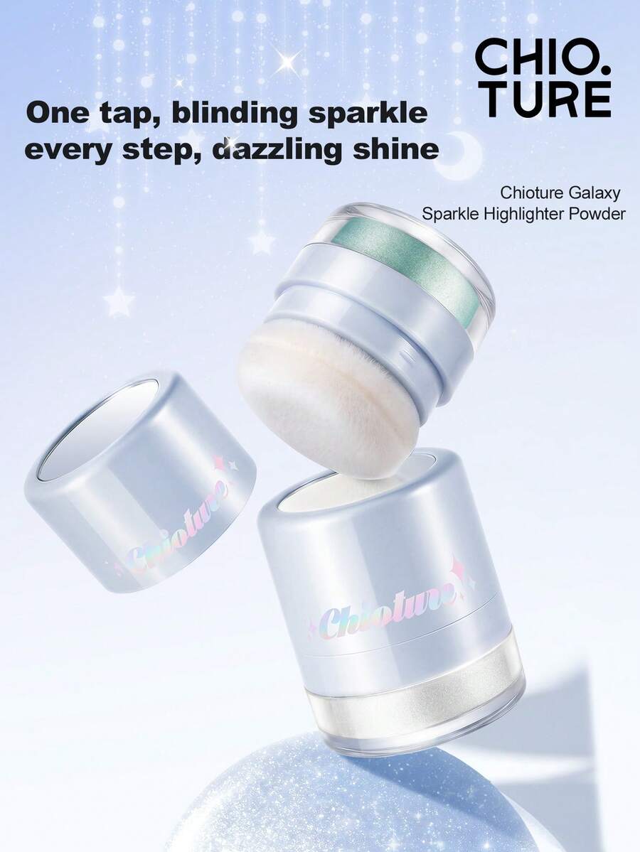 CHIOTURE Galaxy Shimmer 高光粉，鑽石閃亮高光粉，強烈閃耀珍珠光澤，多用途亮彩粉，適用於臉部、眼內角與身體，細緻閃亮修容粉，適合初學者 - 02 Wizard of Oz - 查看 1