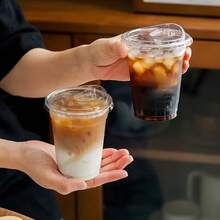 400/500ml Set Transparent Cups With Lids, Straight Lid Iced Drink Cups, Reusable Smoothie Cups, Suitable For Cold Drinks, Juices And Milkshakes - Halloween/Christmas/Birthday Party Essentials - Transparent - View 6