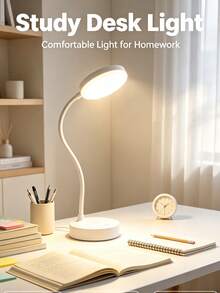 LED Desk Lamp, USB Rechargeable, 3-Level Adjustable Brightness, White/Natural/Warm Light Modes Switchable, Eye-Protection Lamp, Built-In Night Light Function - Multicolor - View 11