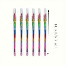 6pcs Colored Pencils, Party Gifts, Multi-Color Doodle Tools, School Office Birthday Party Pencils, 11 Colors Per Pencil - Sets - View 4