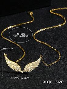 1pc Unisex Premium Zirconia-Studded Wing Necklace, Minimalist Luxury Angel Pendant, Suitable For Party And Daily Wear - Multicolor - View 7